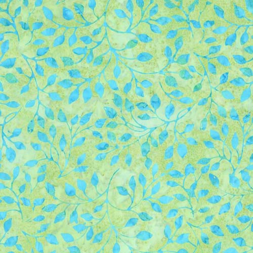Expressions Batiks A New Day -Adriatic Mist - lt blue leafy vines on lt green