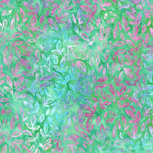 Expressions Batiks A New Day -Winter Mint - multi color leaves on mint green
