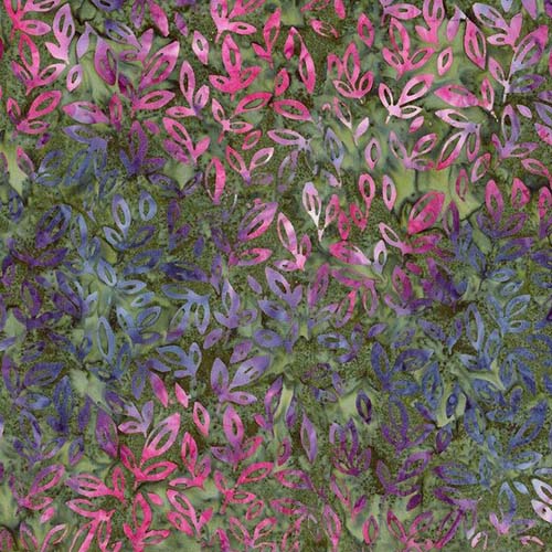 Expressions Batiks A New Day -Garden Party - multi color leaves on green