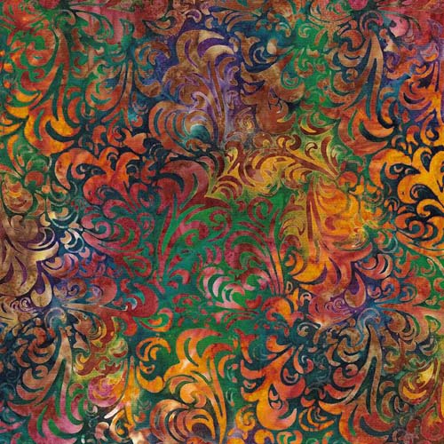 Elementals Batik - Twirl & Swirl - Bold 'n Brazen- multicolor flourish