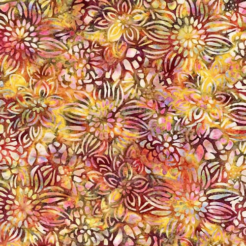 Floral Reflections Batik - Golden Moxie - purple gold & brown floral