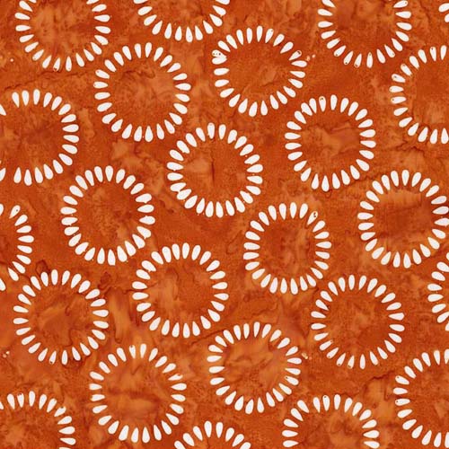 Batiks - Fright This Way - Spice - white seed circles on rust