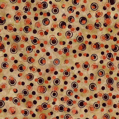 Batiks - Fright This Way - Dots - Ginger Syrup - orange & black dots on cream