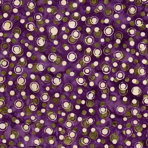 Batiks - Fright This Way - Dot- Vineyard - white & green dots on purple