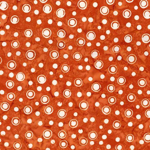 Batiks - Fright This Way - Dot- Red Fox - white dots on dark orange