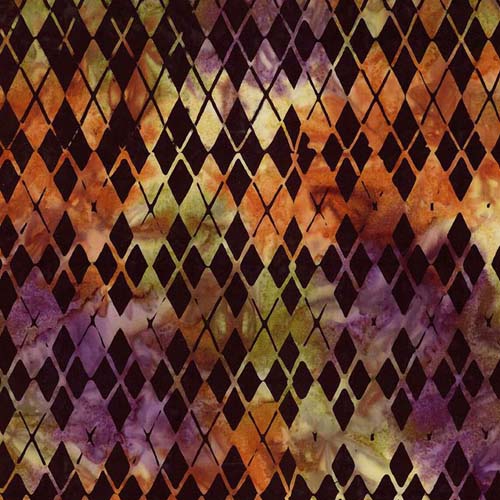 Batiks - Fright This Way - Argyle - Masquerade - black diamond w/purple,green
