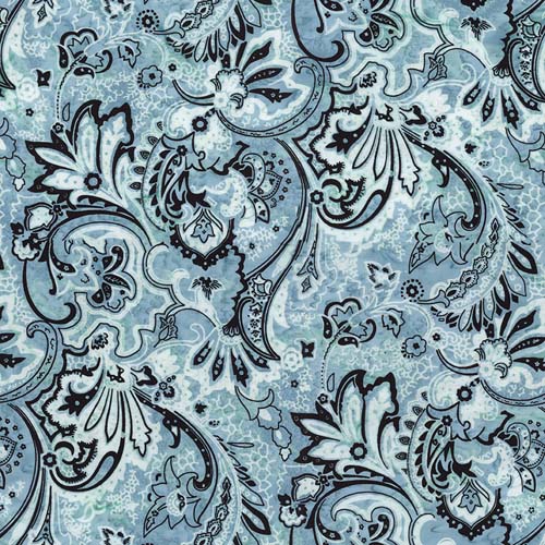 Batiks- Express Yourself! Bandana -  Blue Calm - blue paisley