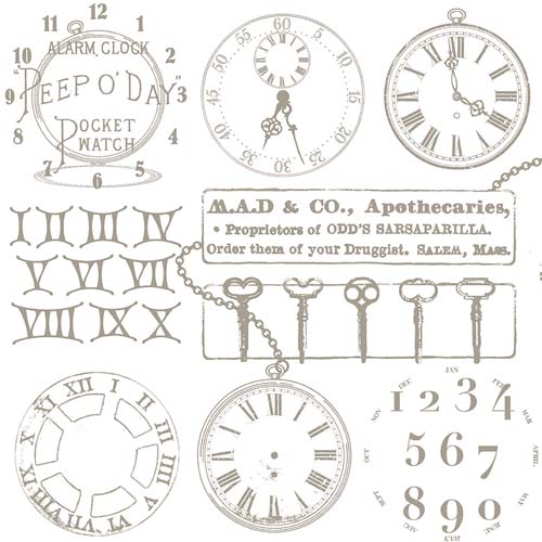 Mad Masquerade - Watch Out - Gray - number & watch collage - gray on white