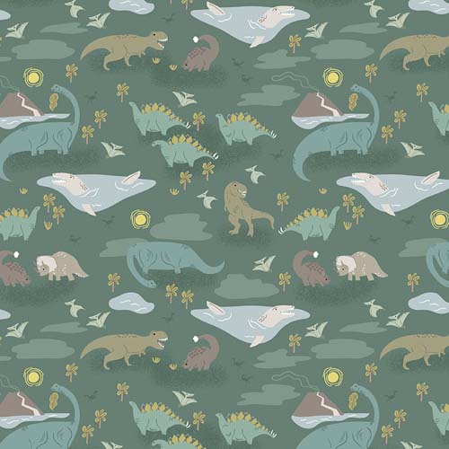 Roar - Dinosaurs - Green - dinosaur scene on green
