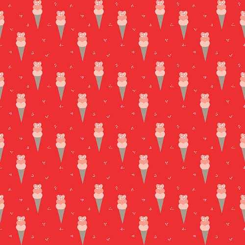 I Love Us - Cones - Red - ice cream cones on red