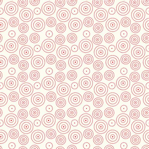 I Love Us - Circle Dots- Cream - concentric circles of red dots on cream