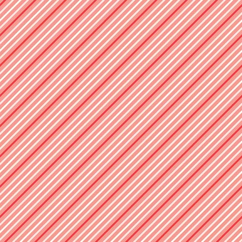 I Love Us - Bias Stripes - Coral - Red, pink & white bias stripes on dk pink