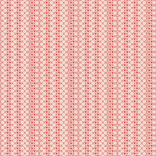 I Love Us - XOX - Blush-  white & red X's & O's on pink