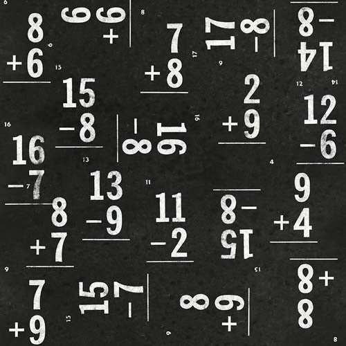 Old School - Flash Cards - Black - white addition problems on black