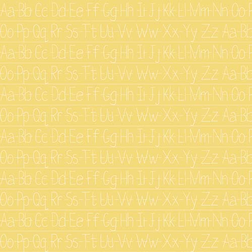 Old School - Handwriting - Yellow - Rows of letters on handwriting lines