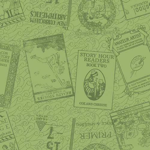 Old School - Bookworm - Green - old reader covers - tone on tone