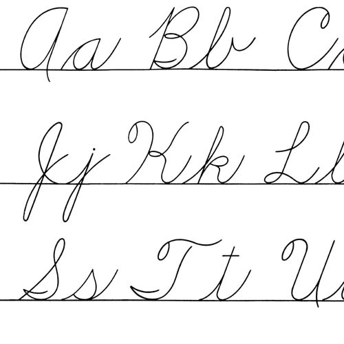 Old School - Penmanship - White - large black cursive letters on white