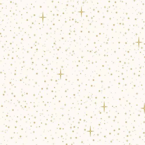 Christmas Wishes - Starry Sky- Cream - scattered gold stars on cream