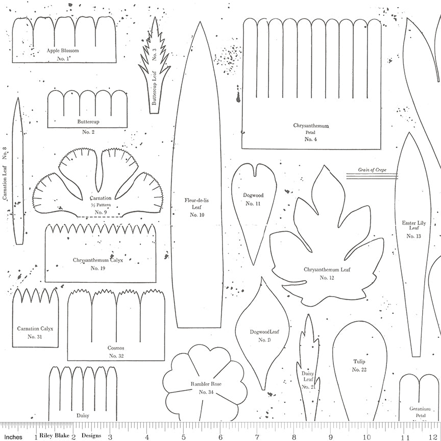 Sewing Seeds III - Posie Patterns - White - flower patterns on white