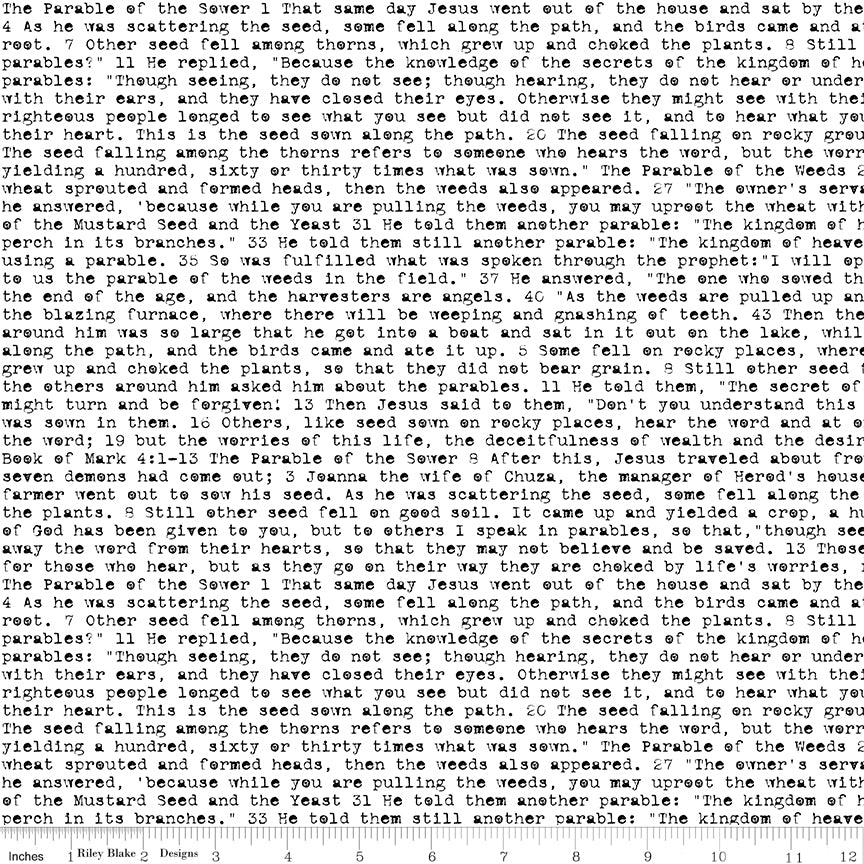 Sewing Seeds III - Seed Sower- White - rows of text on white