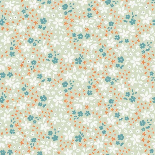 Winged Medley - Petals - Sage - small white & blue floral on pale green