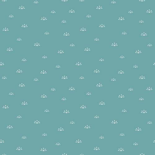 Winged Medley - Woodblock - Teal - small white arc scattered on teal