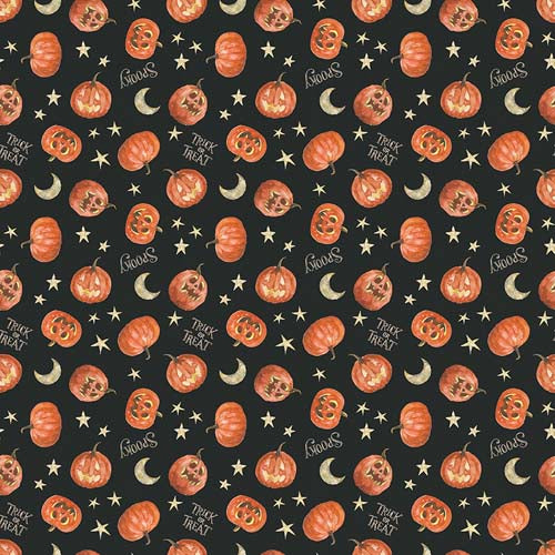 Trick or Treat - Pumpkin - Black - jack-o-lanterns, stars, moons, & text