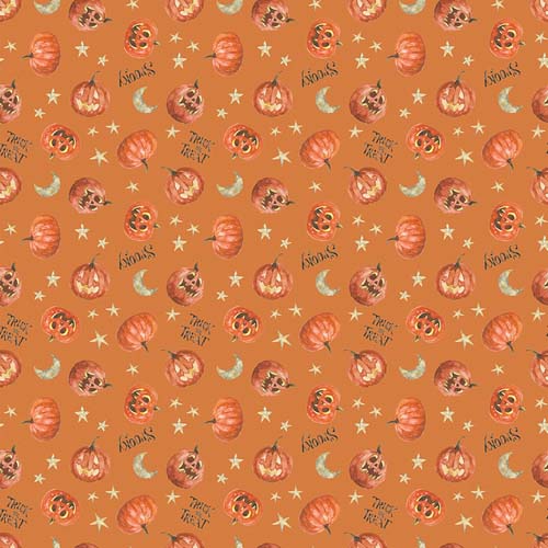 Trick or Treat - Pumpkin - Orange - jack-o-lanterns, stars, moons, & text