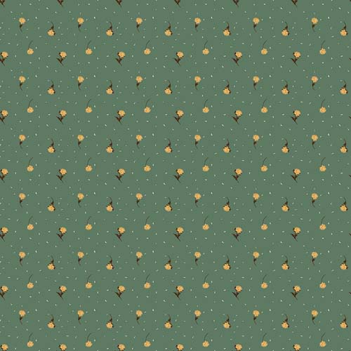 The Awe of Autumn - Flower Toss - Pine - small tossed flowers on green