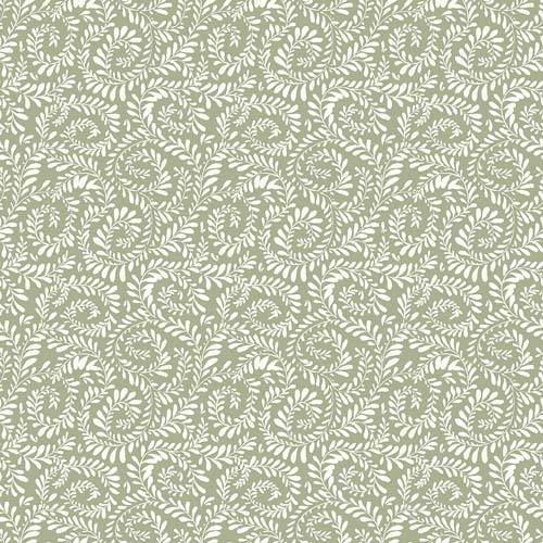 Sunflower Whispers - Ferns - Green - curled cream ferns on sage green