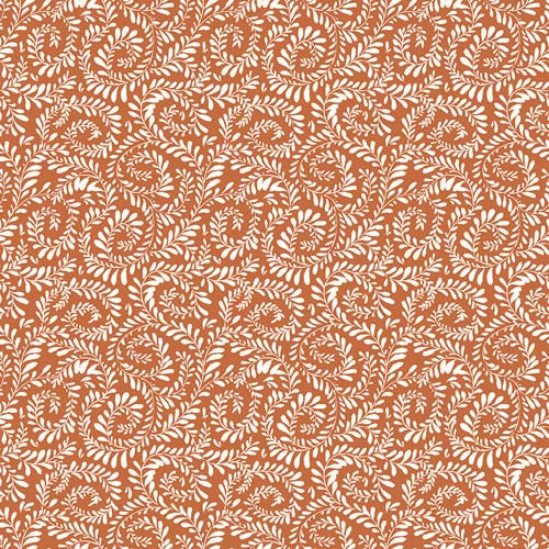 Sunflower Whispers - Ferns - Pumpkin - curled cream ferns on orange