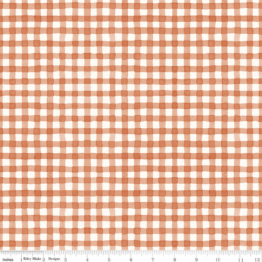Sunflower Whispers - Gingham - Pumpkin - orange & white check
