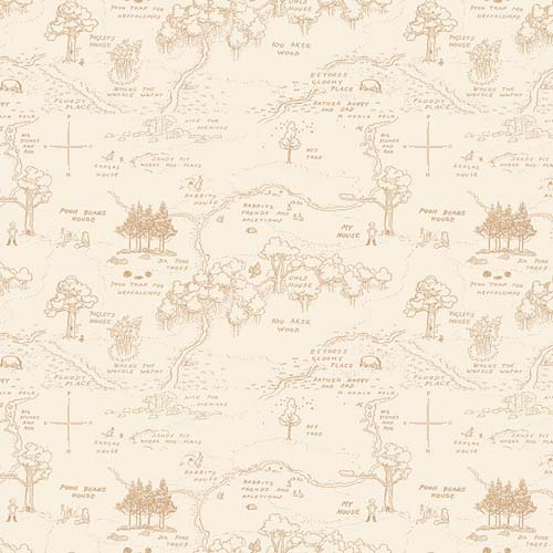 Winnie The Pooh - Map - Cream - tone on tone hundred acre woods map