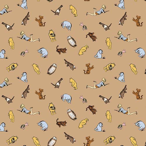 Winnie The Pooh - Characters - Brown - tossed pooh characters on lt brown