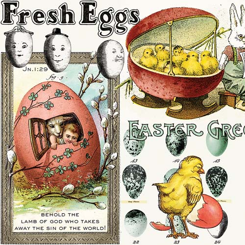 Egg Hunt - Easter Egg Collage- Multi - chicks & egg collage