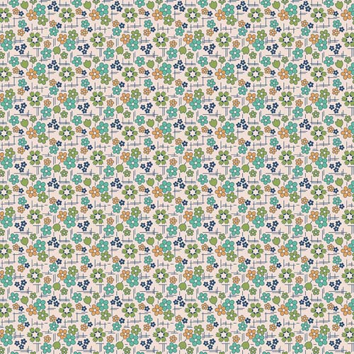 Farmer's Daughter - Daisy - Sea Glass - small blue & green floral - Lori Holt