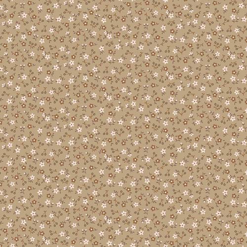 Farmer's Daughter - Blossom -Palomino - cream & brown floral on tan - Lori Holt