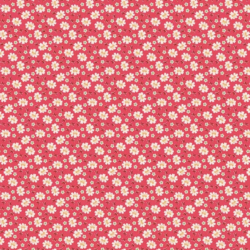 Farmer's Daughter - Bows - Tea Rose - bows & flowers on light red - Lori Holt