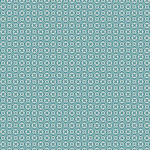Farmer's Daughter - Doily - Raindrop - cream lace design on teal - Lori Holt