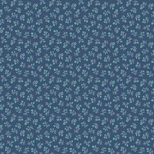 Farmer's Daughter - Vintage -Denim - small blue floral on dk blue - Lori Holt