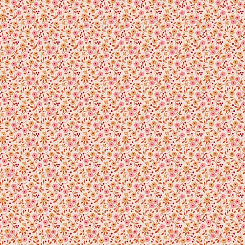Farmer's Daughter - Floral - Coral - small pink & gold floral - Lori Holt