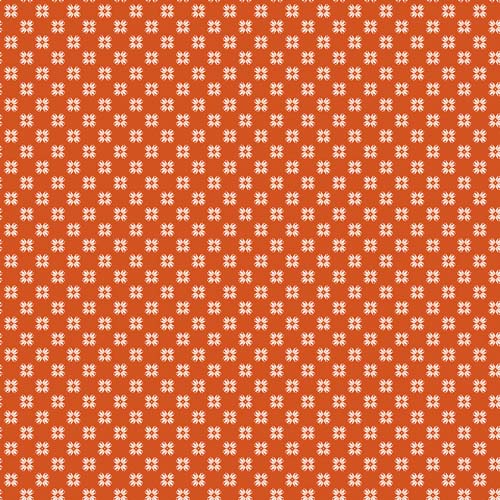 Farmer's Daughter - Quilting - Pumpkin - cream flower grid on orange - Lori Holt