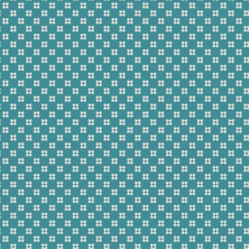 Farmer's Daughter - Quilting - Raindrop - cream flower grid on teal - Lori Holt