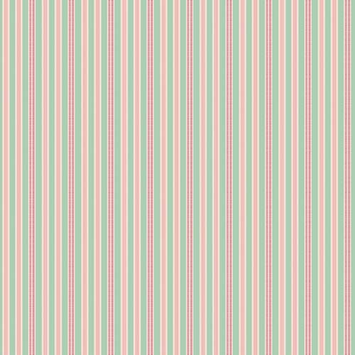 Farmer's Daughter - Ticking -Sage - green, cream & red stripe - Lori Holt