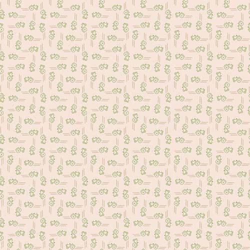 Farmer's Daughter - Tractor Background - Thyme- tractors on cream - Lori Holt
