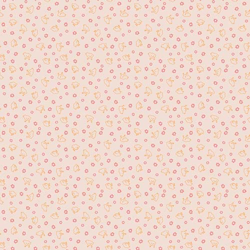 Farmer's Daughter - Baby Chicks Background - Coral- chicks on cream - Lori Holt