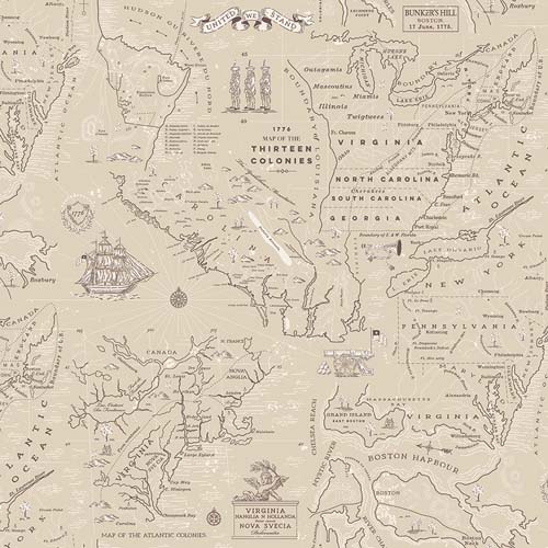 Independence - Colonial Map - Beige - tone on tone beige map