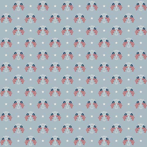 Independence - Flags & Stars - Blue - crossed flags on light blue