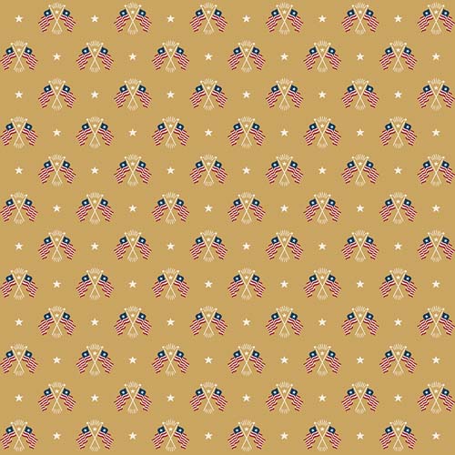 Independence - Flags & Stars -Gold - small crossed flags on gold