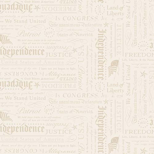 Independence - Declaration -Cream - tone on tone patriotic quotes